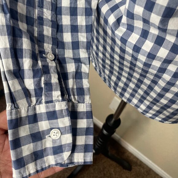 J.Crew Slim Fit Navy Blue Gingham 100% Cotton Lightweight Button Down Shirt Sm - Picture 5 of 12